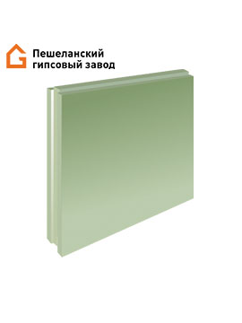 Плита пазогребневая влагостойкая гипсовая перегородочная полнотелая 667*500*100мм Пешелань