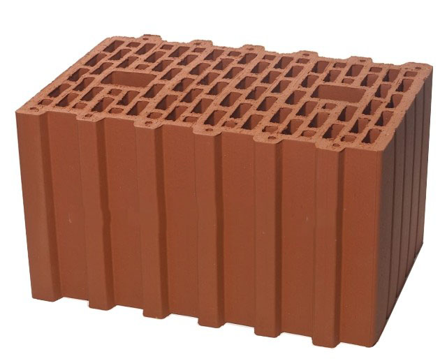 Керамический блок теплая керамика Ceramic Thermo 10,7 NF красный рифленый рабочий размер 380мм 380*250*219мм М100кг/см2 щелевой BRAER